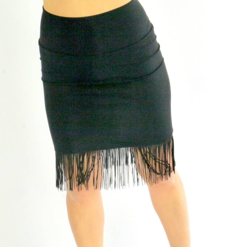 Minirock Aus Baumwolle Mit Fransen in Schwarz von SalsaStyles