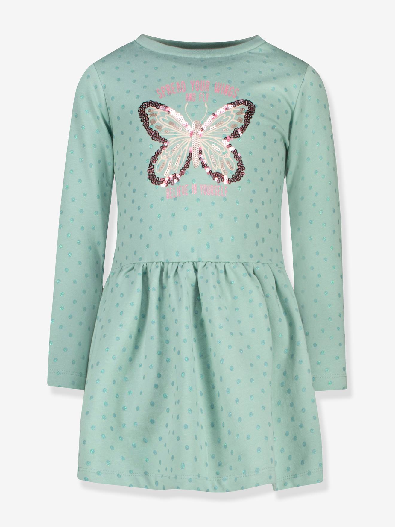 Sweatkleid Pailletten-Schmetterling Mädchen SALT AND PEPPER mandel von Salt And Pepper