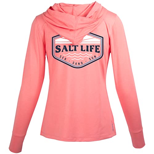 Salt Life Damen Restore Performance Hoodie Kapuzenpullover, Coral Heather, S von Salt Life