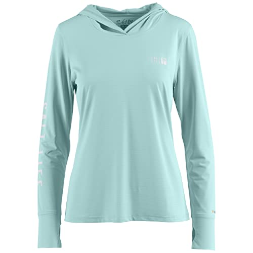 Salt Life Damen Tectonic SLX Long Sleeve Hoodie Kapuzen-Sweatshirt, Light Aruba, Small von Salt Life