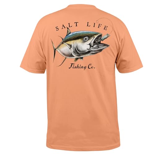 Salt Life Herren Chasing Giants Kurzarmhemd mit klassischer Passform T-Shirt, Grapefruit, Small von Salt Life