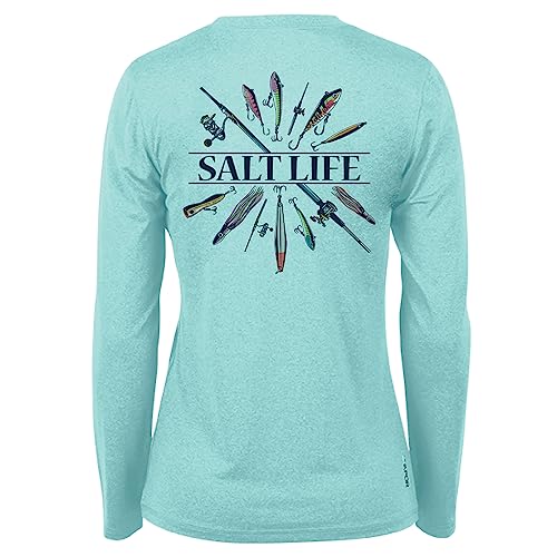 Salt Life Lure Me in Long Sleeve Performance T-Shirt, Light Aruba Heather, Größe S von Salt Life