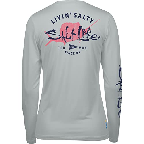 Salt Life Salty Sailin Damen Langarm-T-Shirt, Grau meliert, Größe S von Salt Life
