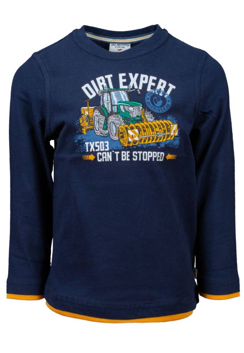 Salt and pepper Longsleeve navy Junge Traktor von Salt and pepper