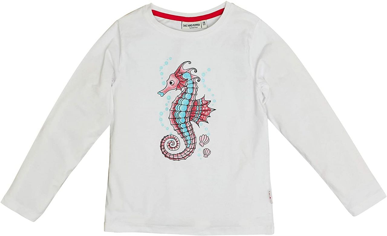 Salt and pepper Longsleeve weiß Seepferdchen mit Schaumprint von Salt and pepper