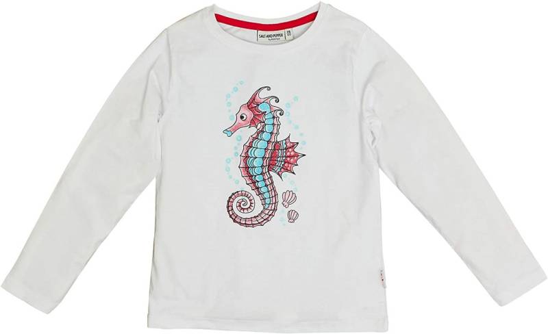 Salt and pepper Longsleeve weiß Seepferdchen mit Schaumprint von Salt and pepper
