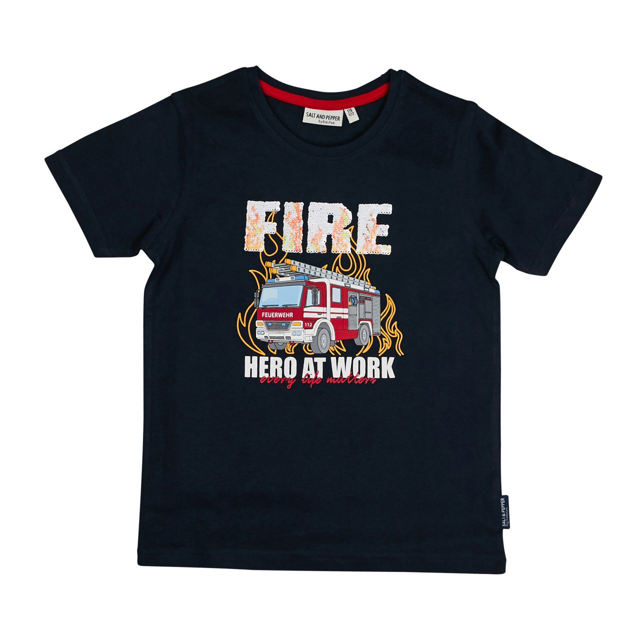 Salt and pepper T-Shirt Junge navy Wendepailetten von Salt and pepper