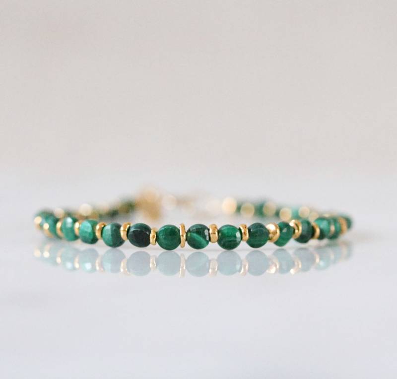Atemberaubende Malachit Karen Hill Tribe Gold Vermeil Und Fill Facettierte Mini Münze Armband Geburtstag Geschenk Set Idee Für Mädchenmuttertag von SaltBijoux