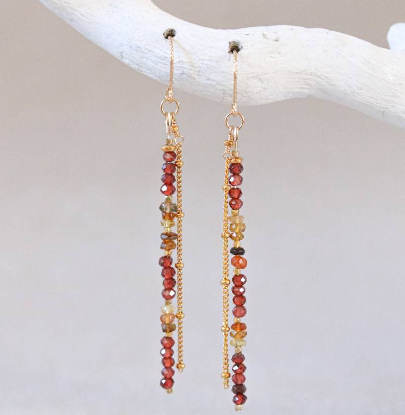 Granat Und Turmalin Hängeohrringe Gold Vermeil Karen Hill Tribe Perlen von SaltBijoux