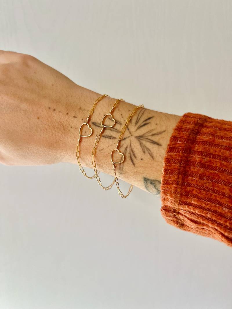 14K Gold Filled Herz Armband Paperclip Kette Mit Perle 14K Gold Filled Herz Armband Paperclip Kette Mit Perle von SaltWaterDesignsNY