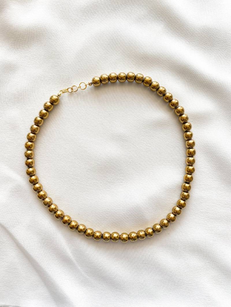 Handmade Gold Hämatit Perlen Halskette Chunky Statement Schmuck von SaltedCoconutStore