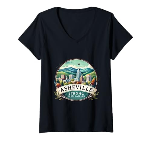 Damen Asheville Strong Helene Recovery T-Shirt mit V-Ausschnitt Damen Asheville Strong Helene Recovery T-Shirt mit V-Ausschnitt von Salter Designs