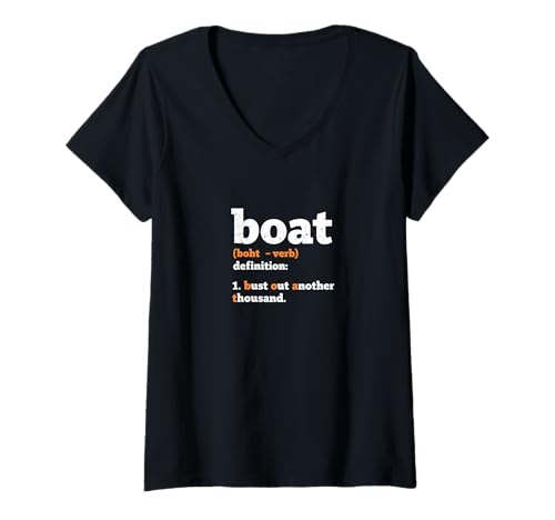 Damen Bootsdefinition Bust Out Another Thousand T-Shirt mit V-Ausschnitt Damen Bootsdefinition Bust Out Another Thousand T-Shirt mit V-Ausschnitt von Salty Boater Humor Co