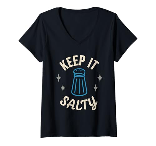 Damen Salzliebhaber, natriumabhängig, NaCl, Meme-Geschmack, Fanatic Kitchen T-Shirt mit V-Ausschnitt Damen Salzliebhaber, natriumabhängig, NaCl, Meme-Geschmack, Fanatic Kitchen T-Shirt mit V-Ausschnitt von Salty Personality Foodie Joke Funny Chef Himalayan