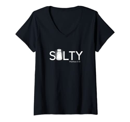 Damen SALTY You Are The Salt Of The Earth Christian Matthäus 5:13 T-Shirt mit V-Ausschnitt von Salty