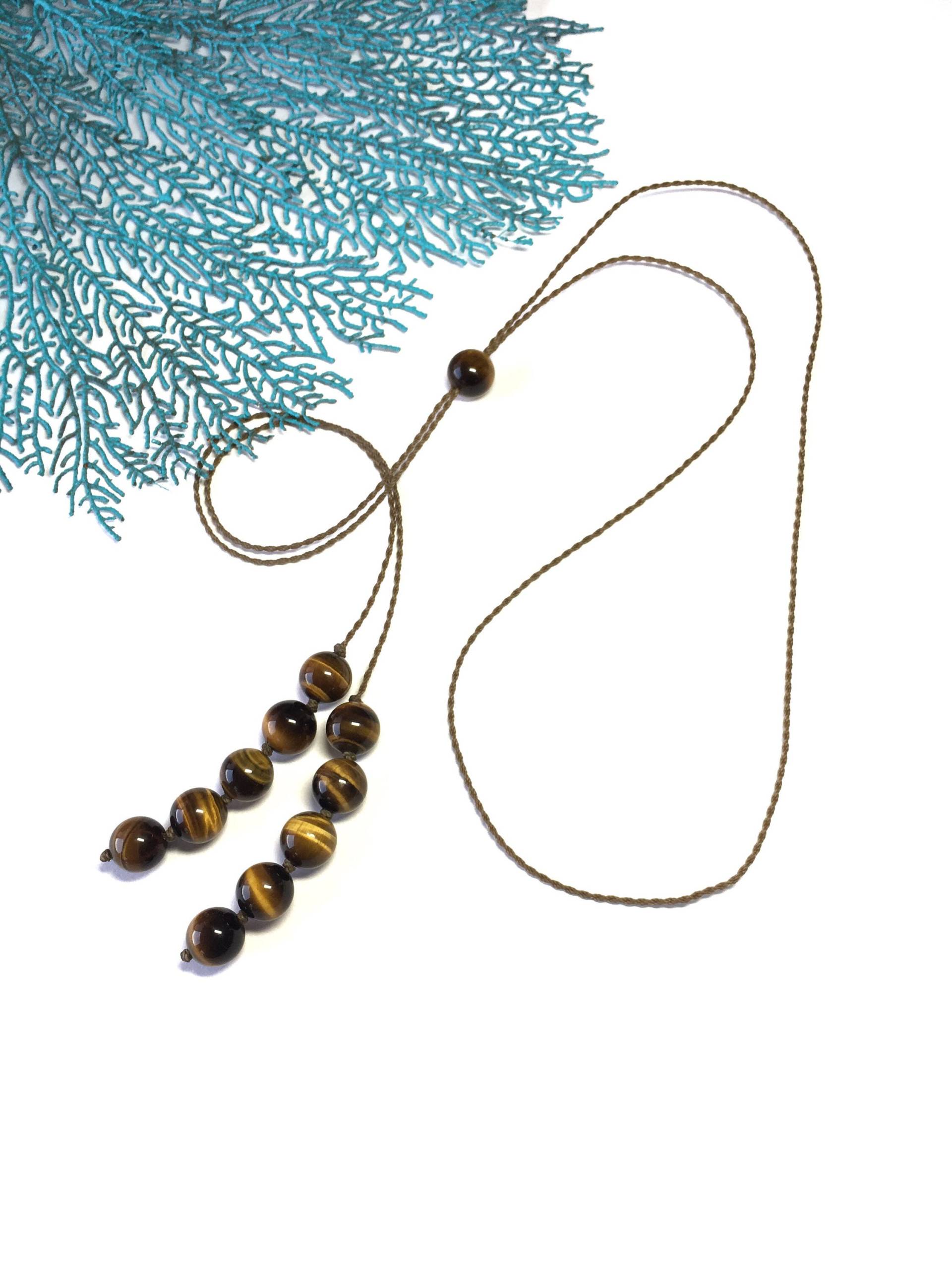 Tigers Eye Long Lariat, Einzigartige Boho Seil Halskette, Handgefertigt Von Salty Jewelry von SaltyBohoCalifornia