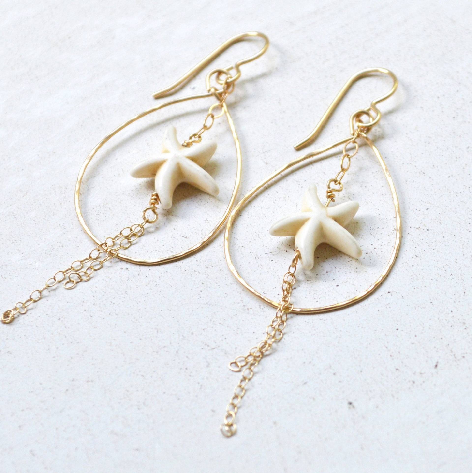 Magnesit Seestern Ohrringe, Teardrop Ohrringe von SaltyButSweetJewelry