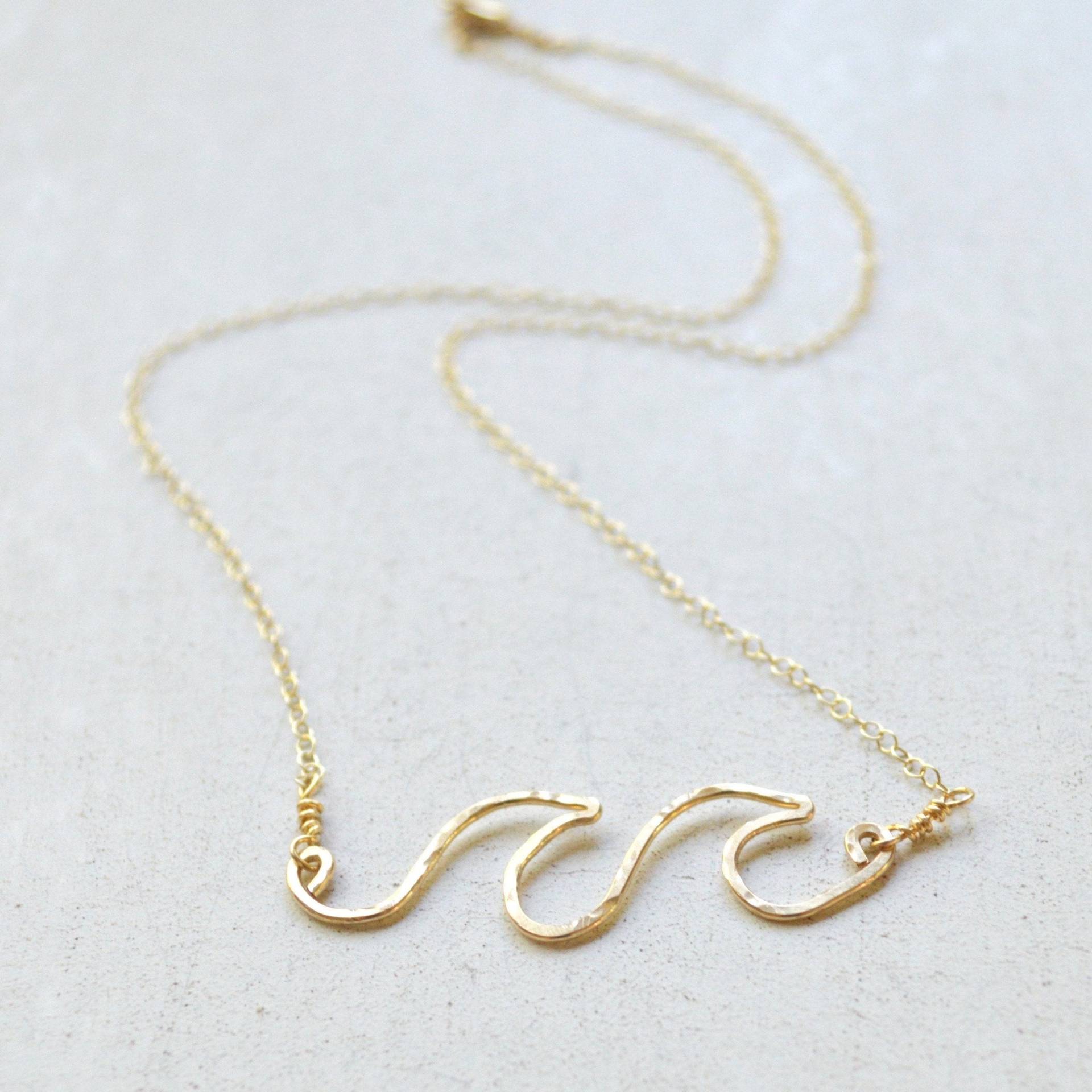 Ocean Wave Halskette, Double Anhänger Halskette Gold Oder Silber von SaltyButSweetJewelry
