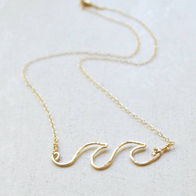Ocean Wave Halskette, Double Anhänger Halskette Gold Oder Silber von SaltyButSweetJewelry