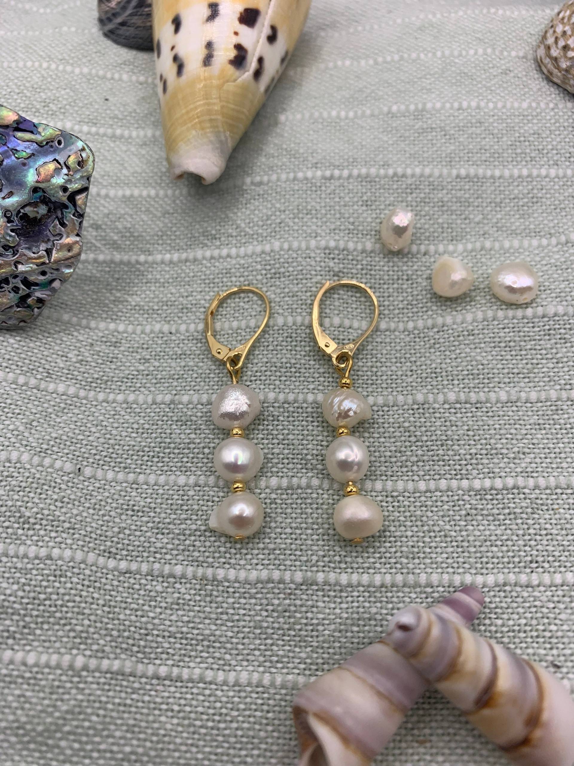 Süßwasserperle Vergoldete 925 Silber Ohrringe, Natürlicher Damenschmuck Für Ozeanliebhaber, Ein Perfektes Handgemachtes Geschenk Sie Süßwasserperle Vergoldete 925 Silber Ohrringe, Natürlicher Damenschmuck Für Ozeanliebhaber, Ein Perfektes Handgemachtes Geschenk Sie von SaltyDreamers