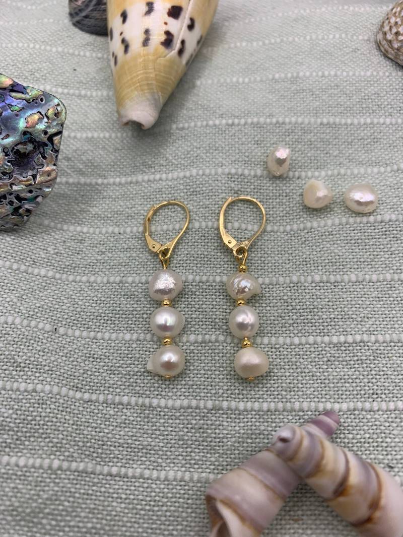 Süßwasserperle Vergoldete 925 Silber Ohrringe, Natürlicher Damenschmuck Für Ozeanliebhaber, Ein Perfektes Handgemachtes Geschenk Sie von SaltyDreamers