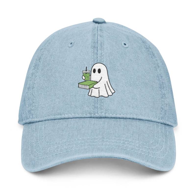 Bestickter Matcha Ghost Denim Hut Buchliebhaber Geschenk Bestickter Matcha Ghost Denim Hut Buchliebhaber Geschenk von SaltyLimeApparelCo