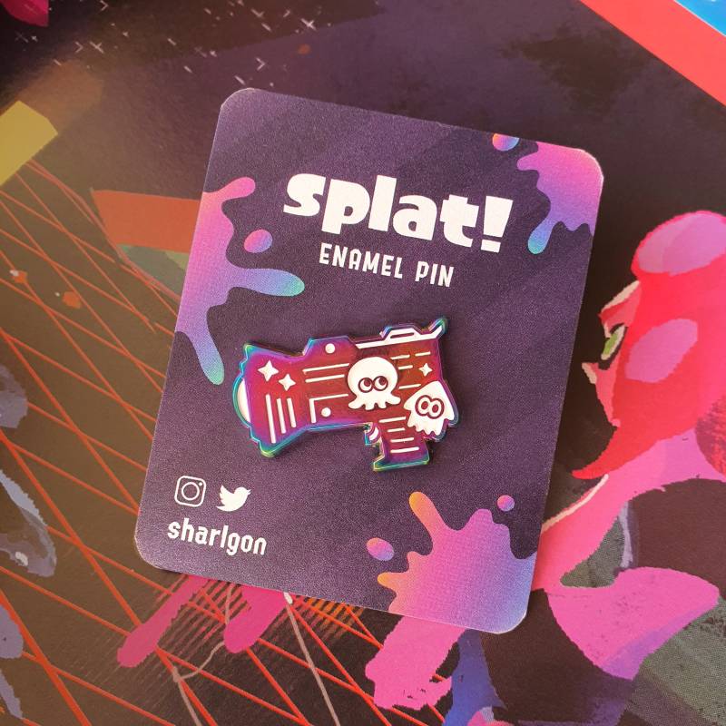 Splatoon 2 | Klecks Octoling & Inkling Splattershot Junior Holo Enamel Pin von Saltyboos