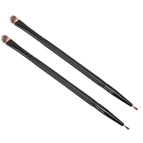 2-teiliger Lidschattenpinsel, Doppelseitig, Hypoallergen, Professioneller Lidschatten-Make-up-Pinsel mit Schwarzem Stiel von Saluaqui