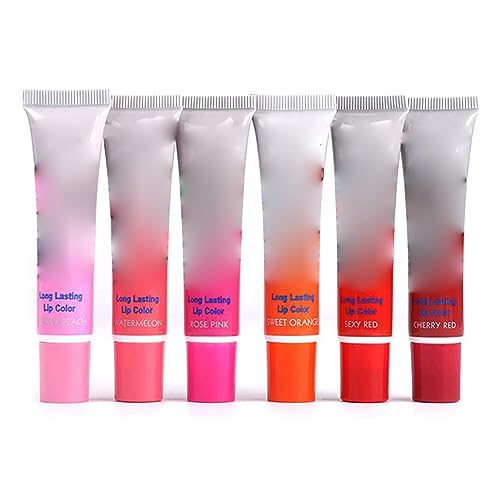 6 Colors Long Lasting Lip Gloss Set Waterproof Makeup Peel Off Lip Gloss Cosmetics (6 Farben mit Box) von Saluaqui