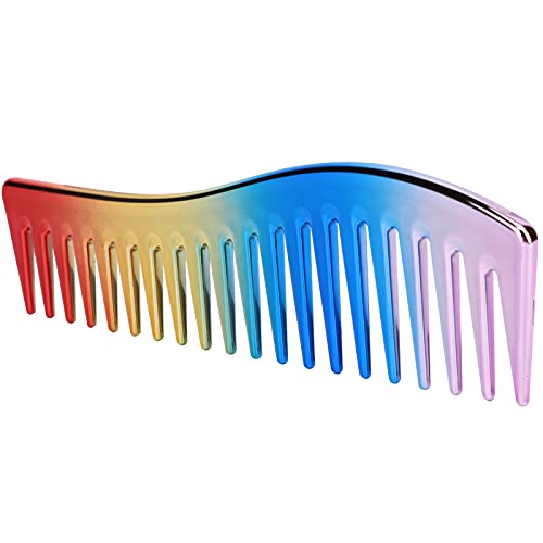 Breiter Zahn Entwirrter Kamm | Kein Griff Hair Styling Tool | Großer Salon -Shampoo -Kamm für Männer und Frauen Hochtemperaturbeständiges, Tragbares Plastikdesign (Regenbogen) von Saluaqui