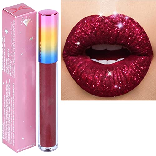 Glitter Liquid Lipstick Waterproof Sweatproof Anti-Fade Delicate Texture Shiny Lip Gloss (4) von Saluaqui