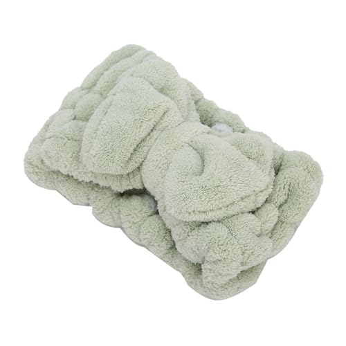 Korallenfleece Hairbow Stirnband | Starkes Wasserabsorptions -Make -up -Haarband | Grünes Kosmetisches Haarband für Haarzubehör (Matcha Green Hairband) von Saluaqui