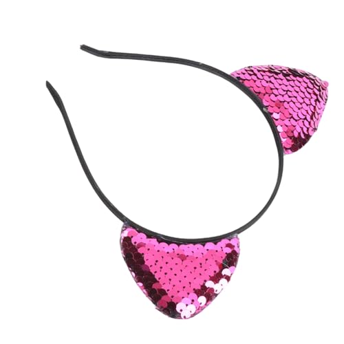 Reversible Pailla Cat Ohrstirnbänder für Frauen Glänzende Kitty -Haarzubehör mit Nicht -Schlupf Design für Partys und Tägliche Verschleiß Silber (Rosenrot) von Saluaqui