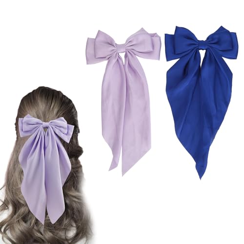 Saluaqui Doppelschichtige Große Haarschleifen mit Metallklammern, Lila Dunkelblaue Modeaccessoires, ästhetische Dekoration für Frauen, Perfekt für Partys, Hochzeiten von Saluaqui