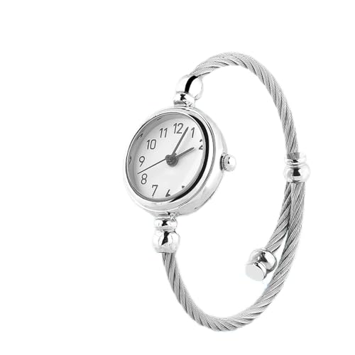 Saluaqui Elegantes Armband Uhr für Frauen mit Römischen Ziffern - Runde Analoge Quarz -Handgelenkwache mit Leichtmetallgurt - Stilvolles und Komfortables Offenes Design Im Schwarzen Zifferblatt von Saluaqui