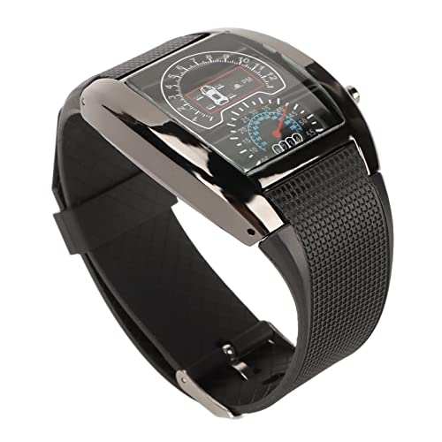 Saluaqui Hohe Genauigkeit LED Aviation Watch mit Komfortables Tragen von Schwarzer Hülle und Gürtel - Datum und Uhrzeitanzeige (Schwarzer Shell-Gürtel) von Saluaqui