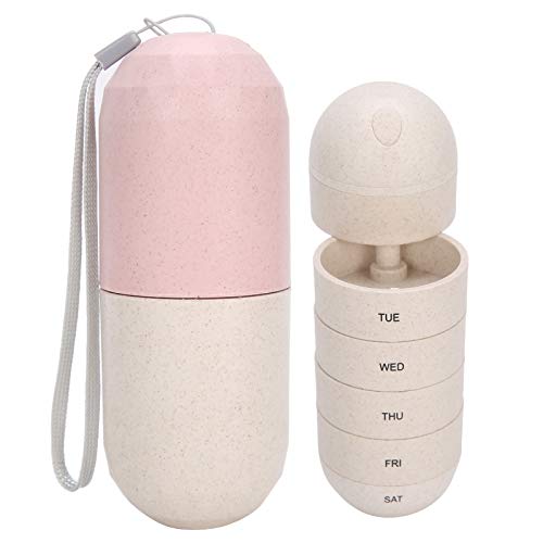 Saluaqui Kompaktpillen Organizer mit Feuchtigkeitssicherer Versiegelung-Kapselformmedizin-Hülle für 7-Tage-Reise, Praktischer Pillenbehälter in Taschengröße mit Wöchentlichen Erinnerungen von Saluaqui