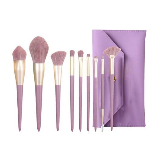 Saluaqui Make-up-Pinsel-Set, Feine Verarbeitung, Tragbar, Weiche Borsten, Make-up-Pinsel, 9 Stück, Foundation, Puder, Concealer, Lidschatten, Rouge, Make-up-Pinsel für Zuhause von Saluaqui