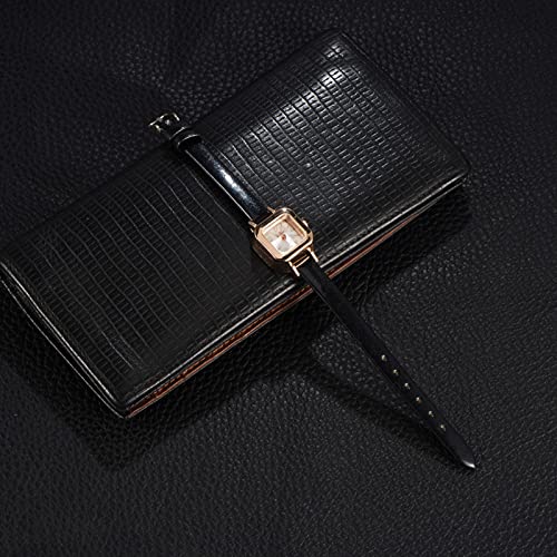 Saluaqui Stilvoller Analoge Quarz -Handgelenkwache für Frauen mit Komfort -PU -Riemen, Kratzfeste Quadratische Metallhülle - Weiß (Black) von Saluaqui