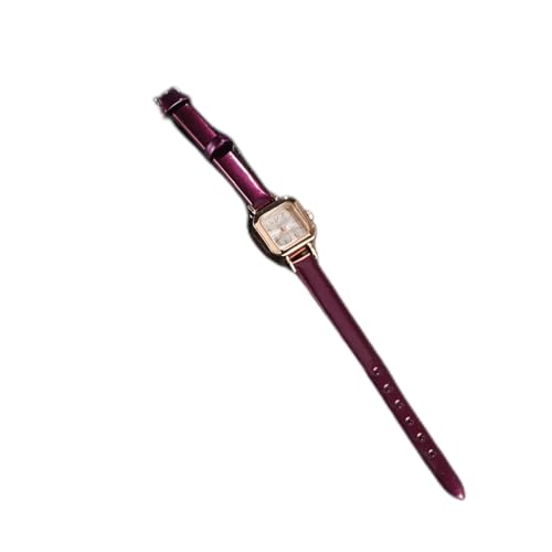 Saluaqui Stilvoller Analoge Quarz -Handgelenkwache für Frauen mit Komfort -PU -Riemen, Kratzfeste Quadratische Metallhülle - Weiß (Purple) von Saluaqui