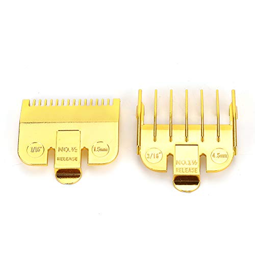 Vintage Ölkopf Haarschneidemaschine Limit Kamm Positionierung Zahn Galvanik Guide Kamm Haarschnitt Zubehör für Männer (Goldmessschieber 1,5 mm + 4,5 mm) von Saluaqui