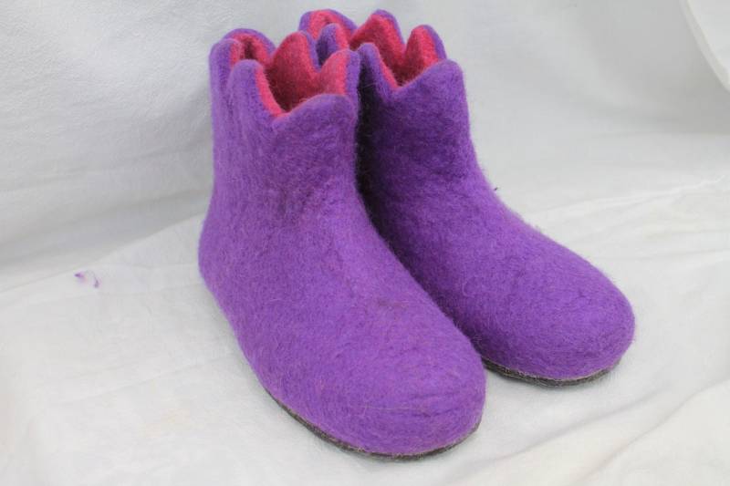 Filzpantoffeln Filzschuhe Filzstiefel Damen Herren Hausschuhe Gr 36-47 Hüttenschuhe Wolle Ritter Form Hoch Filzsohle von SalueFilz