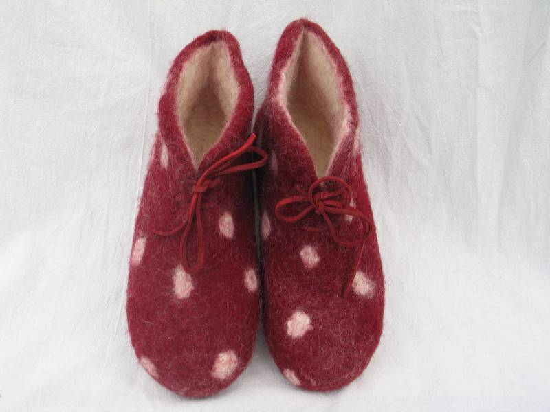 Filzpantoffeln Filzstiefel Filzschuhe Fliegenpilz Rot Weiss Mama Kind Hausschuhe Damen Kinder von SalueFilz