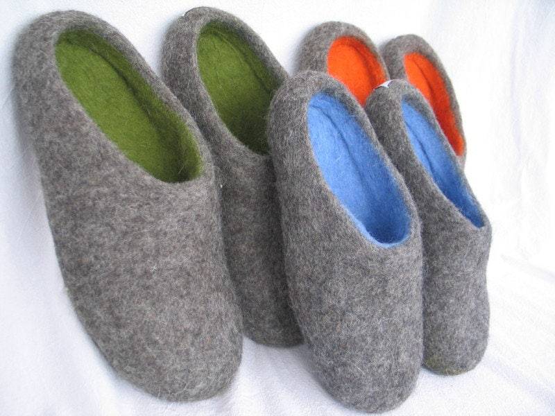 Filzpantoffeln Gr.36-47 Filzschuhe Puschen Finken Hausschuhe Damen Grau Herren Hüttenschuhe Filzsohle Gummisohle Filz Wolle von SalueFilz