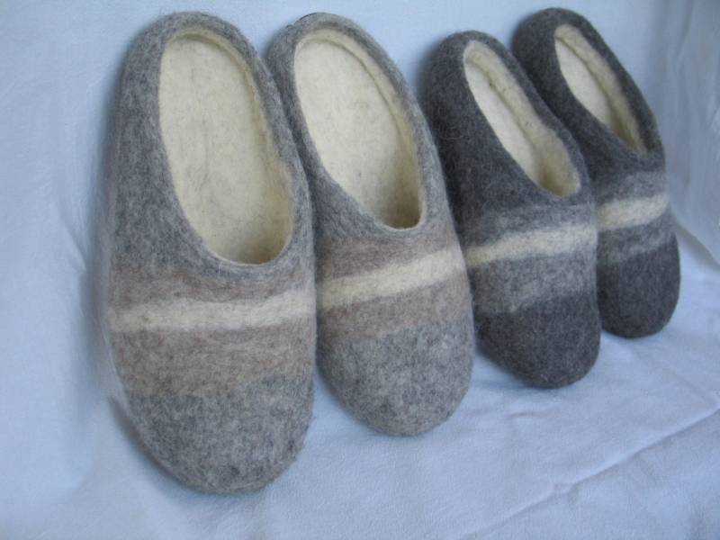 Herren Filzpantoffeln Filzschuhe Grau Halvar Gr.38-47 Gummisohle Wollfilzsohle von SalueFilz