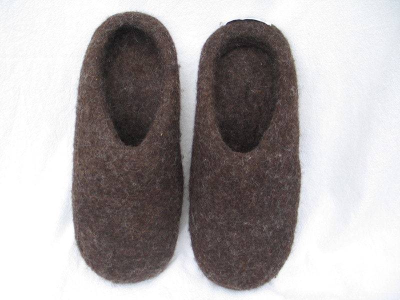 Herren Filzpantoffeln Hausschuhe Gr. 38 - 47 Wolle Filzschuhe Braun von SalueFilz