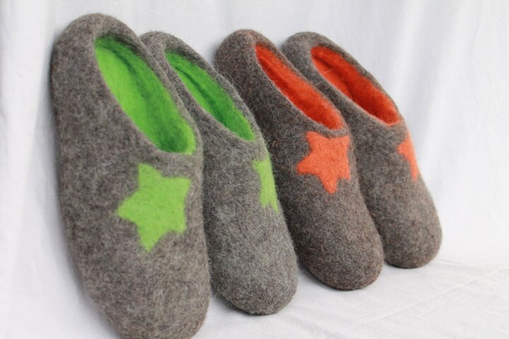 Herren Filzschuhe Filzpantoffeln Unisex Stern Hausschuhe Gr.38-48 von SalueFilz