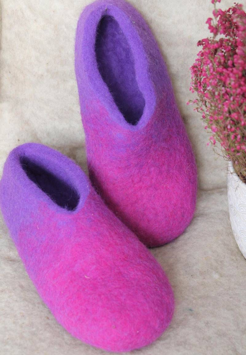 Pink Violet Fröhliche Filzpantoffel Gr.36-47 Filzschuhe Puschen Finken Hausschuhe Damen Und Herren von SalueFilz