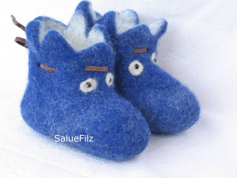 Sofort Lieferbar Babystiefelchen Größe 20 Innenmaß 12, 5 cm Kinder Filzstiefel Elch Hausschuh Wolle Filz Filzpantoffeln Jungen Mädchen von SalueFilz