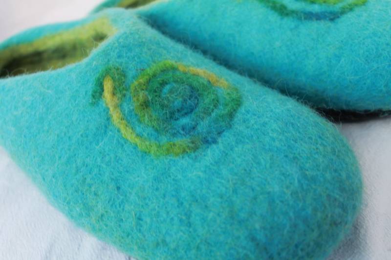 Sonne, Meergrüntürkis Damen + Herren Filzpantoffeln Mit Gummisohle Oder Filzsohle Filzschuhe Hausschuhe von SalueFilz